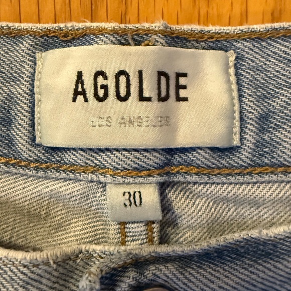 Agolde Riley High Rise Button Fly Straight Crop Denim Jeans Size 30 * Flaws - Picture 6 of 14